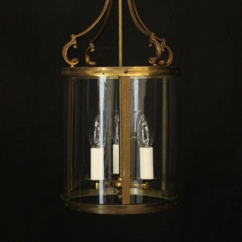 FRENCH GILDED CONVEX HALL ANTIQUE LANTERN - ADDITIONAL PHOTO 1