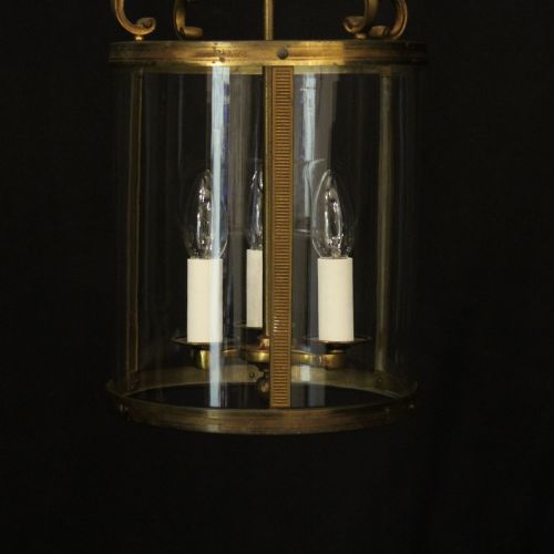 FRENCH GILDED CONVEX HALL ANTIQUE LANTERN - ADDITIONAL PHOTO 2