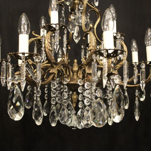 FRENCH PAIR OF 12 LIGHT TIERED ANTIQUE CHANDELIERS - ADDITIONAL PHOTO 4