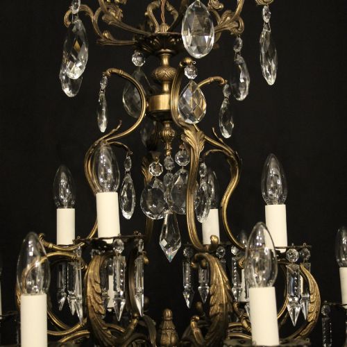 FRENCH PAIR OF 12 LIGHT TIERED ANTIQUE CHANDELIERS - ADDITIONAL PHOTO 8