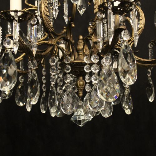 FRENCH PAIR OF 12 LIGHT TIERED ANTIQUE CHANDELIERS - ADDITIONAL PHOTO 9