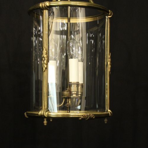 FRENCH PAIR GILDED BRONZE CONVEX ANTIQUE LANTERNS - ADDITIONAL PHOTO 3