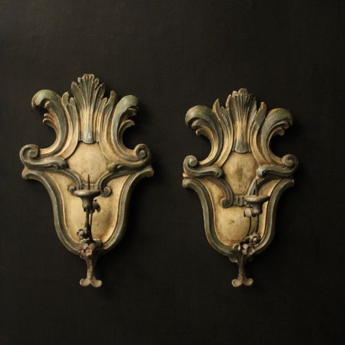 ITALIAN FLORENTINE PRICKET CANDLE SCONCES