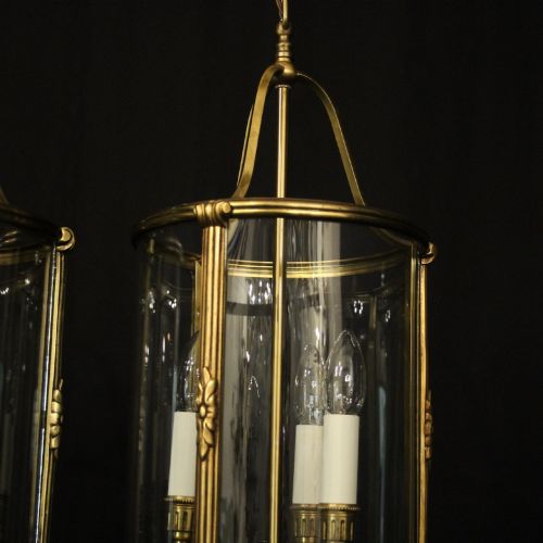 FRENCH PAIR GILDED BRONZE CONVEX ANTIQUE LANTERNS - ADDITIONAL PHOTO 3
