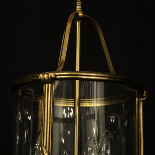 FRENCH PAIR GILDED BRONZE CONVEX ANTIQUE LANTERNS - ADDITIONAL PHOTO 4