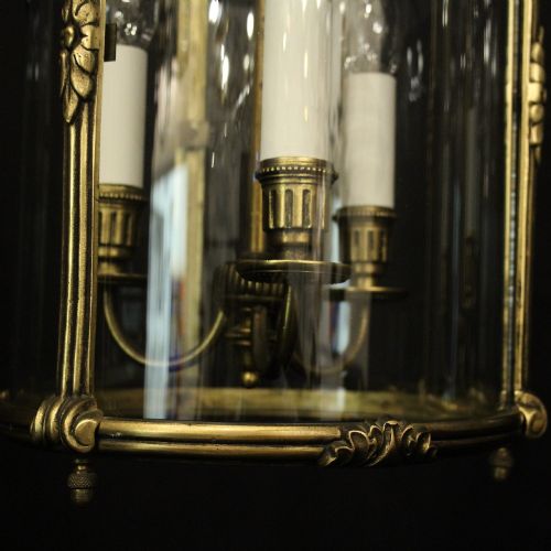 FRENCH PAIR GILDED BRONZE CONVEX ANTIQUE LANTERNS - ADDITIONAL PHOTO 8