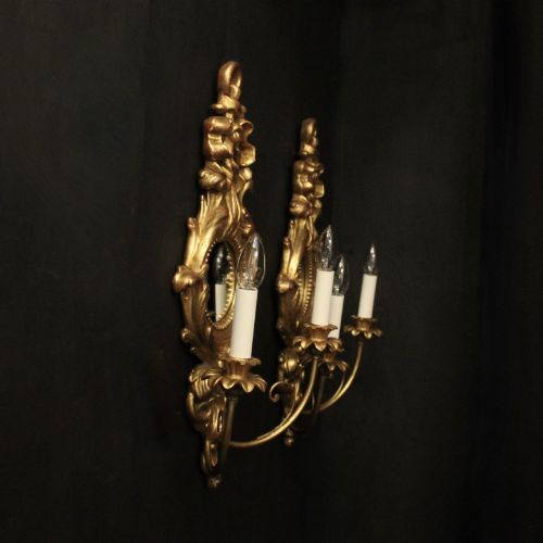 FRENCH PAIR GILTWOOD TWIN ARM GIRANDOLES - ADDITIONAL PHOTO 9