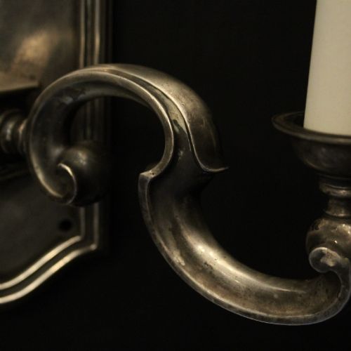 ENGLISH PAIR OF SILVER PLATED ANTIQUE WALL LIGHTS - ADDITIONAL PHOTO 8