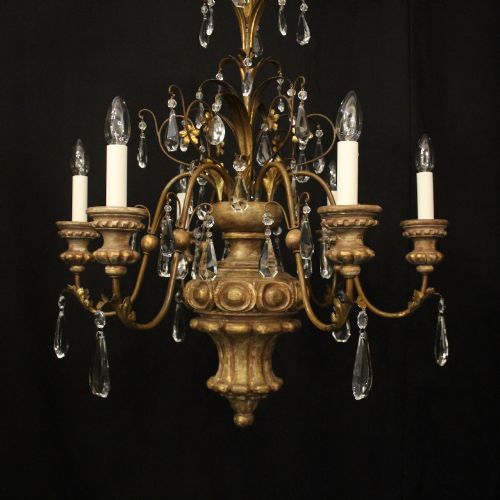 ITALIAN FLORENTINE 6 LIGHT ANTIQUE CHANDELIER - ADDITIONAL PHOTO 1