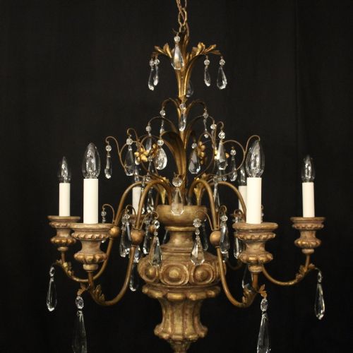 ITALIAN FLORENTINE 6 LIGHT ANTIQUE CHANDELIER - ADDITIONAL PHOTO 2
