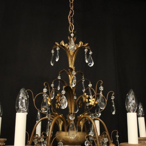 ITALIAN FLORENTINE 6 LIGHT ANTIQUE CHANDELIER - ADDITIONAL PHOTO 5