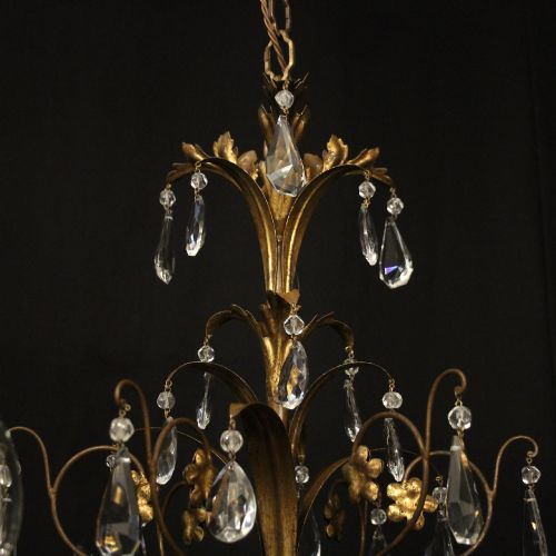 ITALIAN FLORENTINE 6 LIGHT ANTIQUE CHANDELIER - ADDITIONAL PHOTO 6