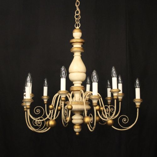 FLORENTINE 12 LIGHT POLYCHROME GILDED CHANDELIER