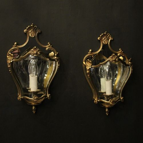 French Pair Gilded Bronze Half lanterns