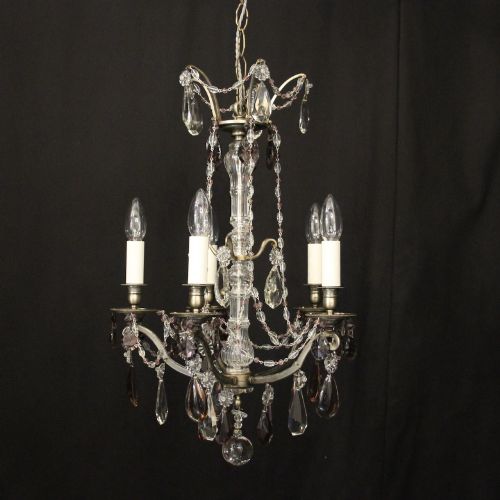 French Silver Gilded 5 Light Antique Chandelier