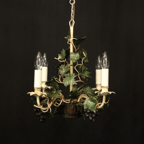 French Toleware Four Light Grape Chandelier