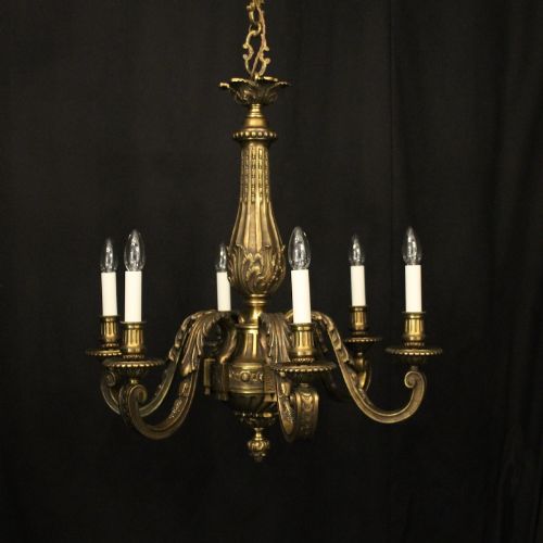 French 19th Century Gilded Bronze 6 Light Antique Chandelier