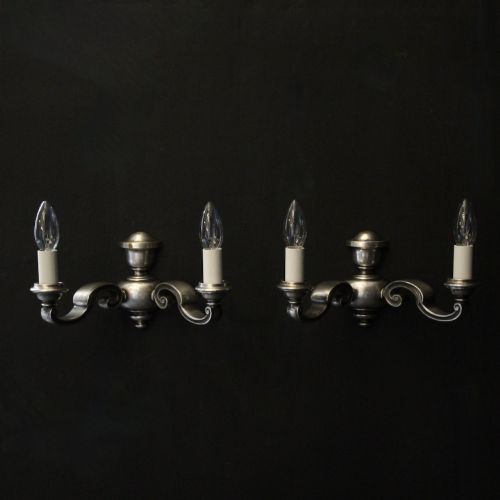 English Pair of Silver Plated Antique Wall Lights