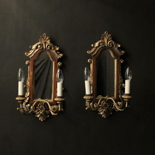Florentine Pair of Giltwood Twin Arm Girandoles