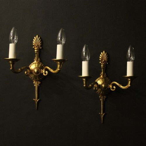 French Pair Gilded Bronze Empire Wall Lights
