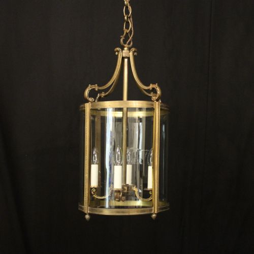 French Large Gilded Bronze Antique Hall Lantern