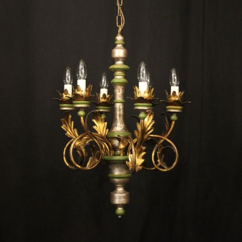 Florentine 6 Light Giltwood Antique Chandelier