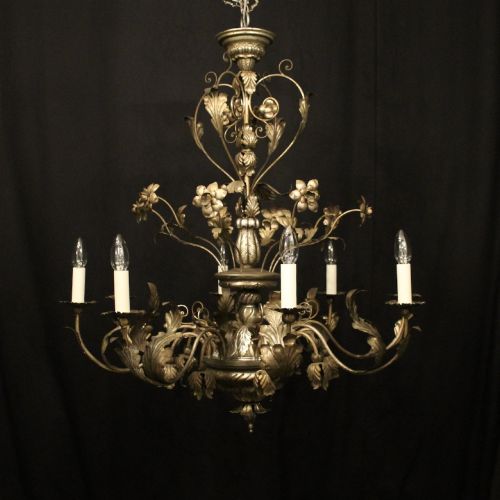 Italian Genoa 8 Light Silvered Gilded Chandelier