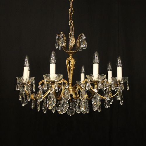 French Gilded & Crystal Antique Chandelier