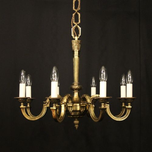French Gilded Bronze 8 Light Antique Chandelier