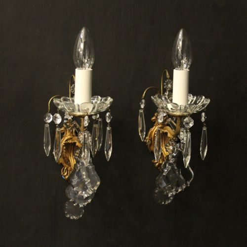 French Pair of Gilded Single Arm Wall Lights