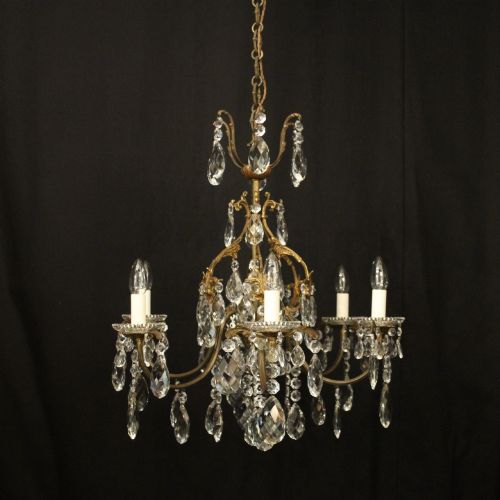 French Crystal 6 Light Antique Chandelier