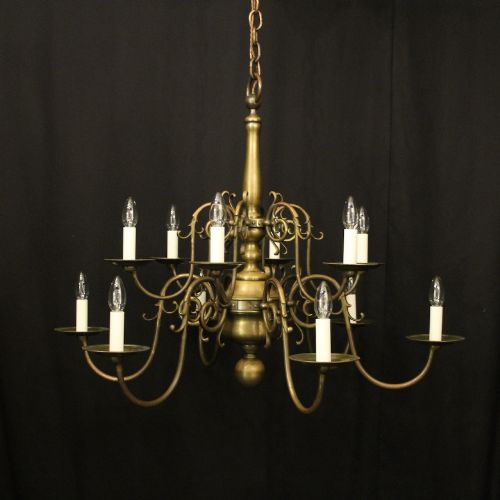 English Bronze 12 Light Antique Chandelier