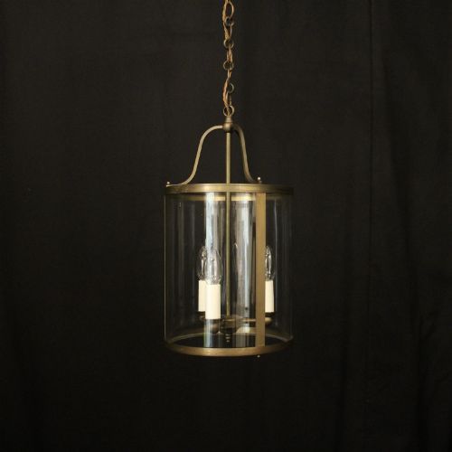English Convex Gilded Triple Light Hall Lantern