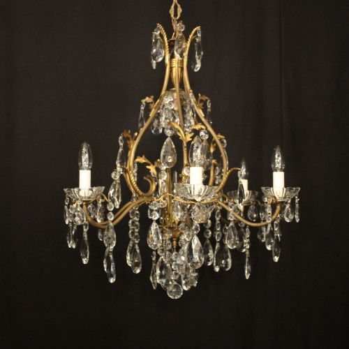 French Gilded 7 Light Cage Antique Chandelier