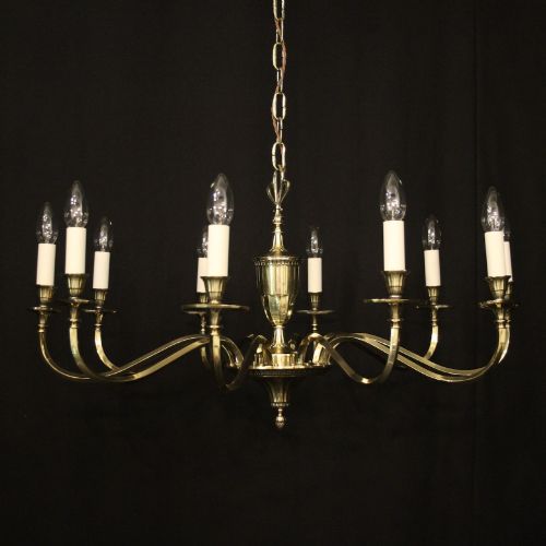 English Repolished Brass 10 Light Antique Chandelier