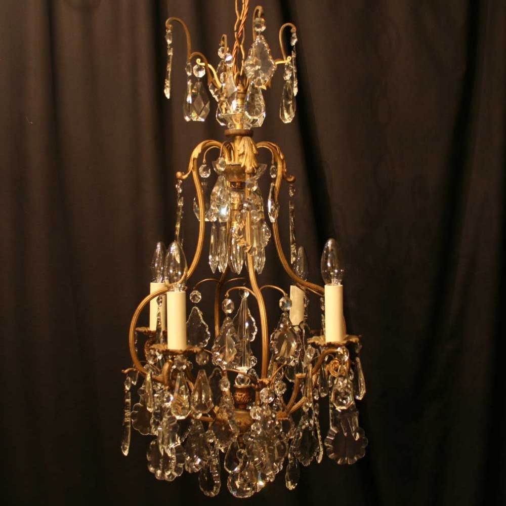 A French Gilded 5 Light Antique Chandelier