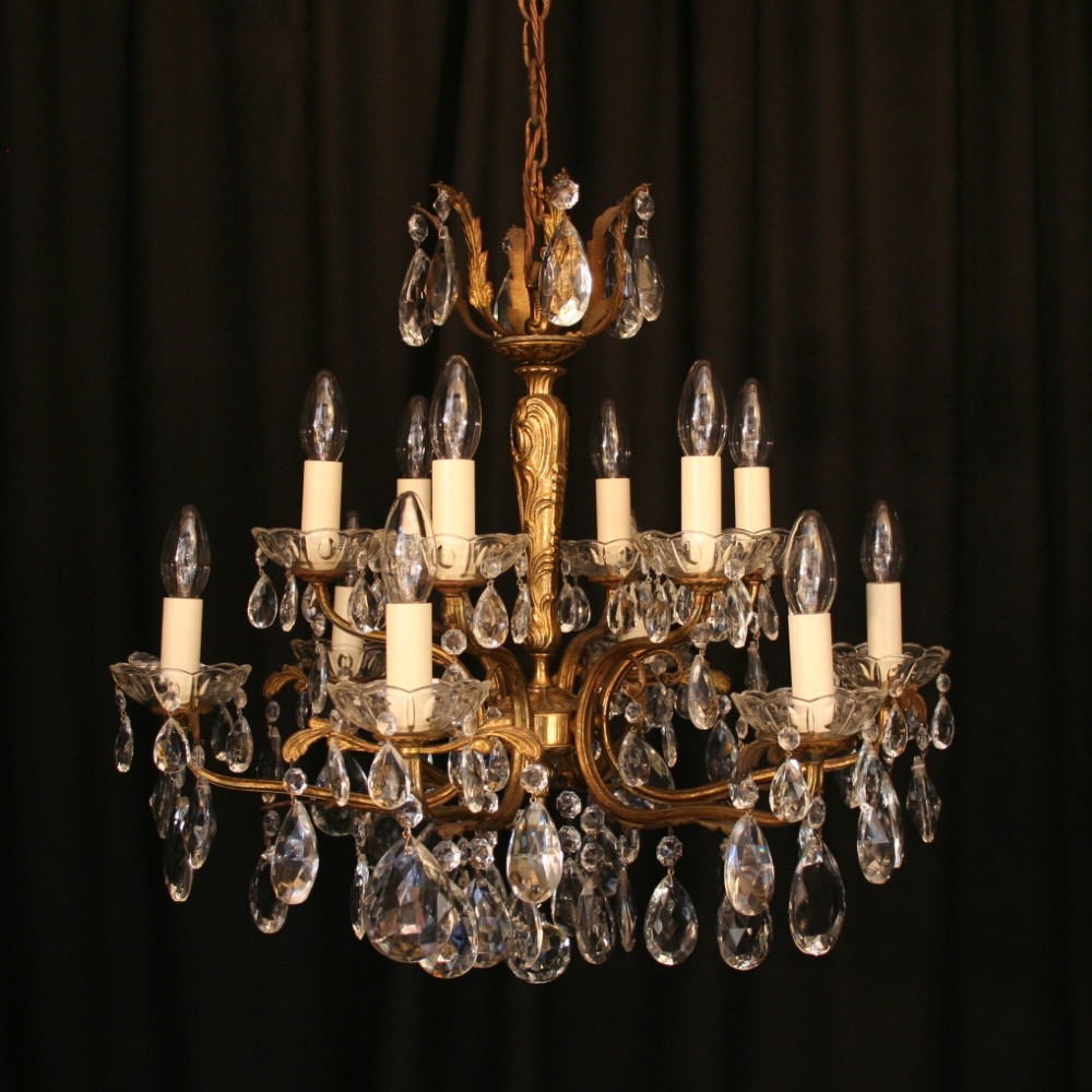 An Italian Gilded 12 Light Antique Chandelier