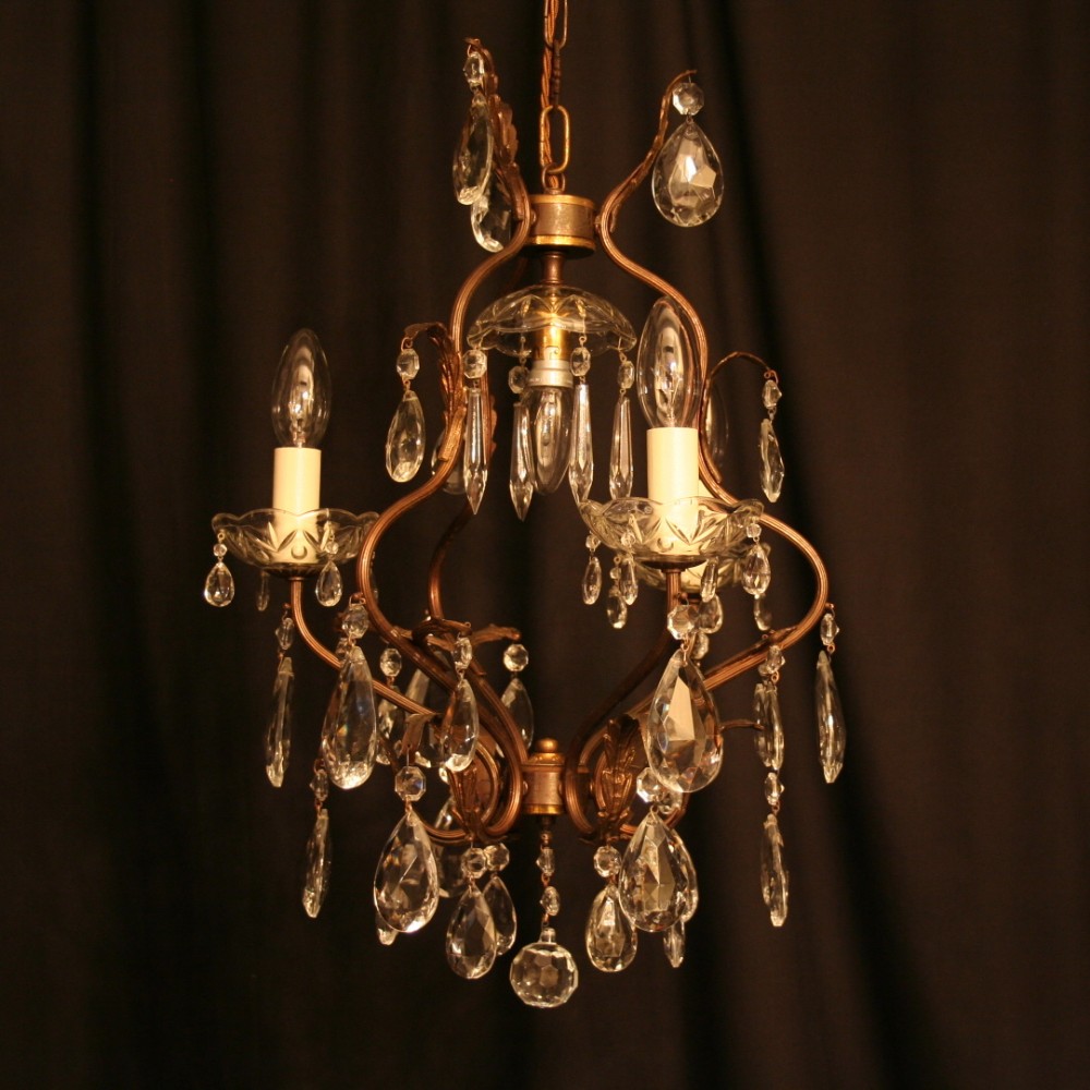 An Italian Birdcage 4 Light Antique Chandelier