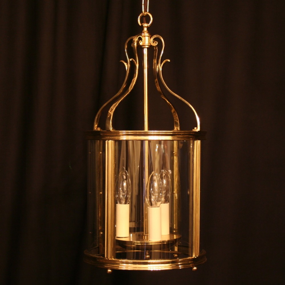 An English Triple Light Antique Hall Lantern