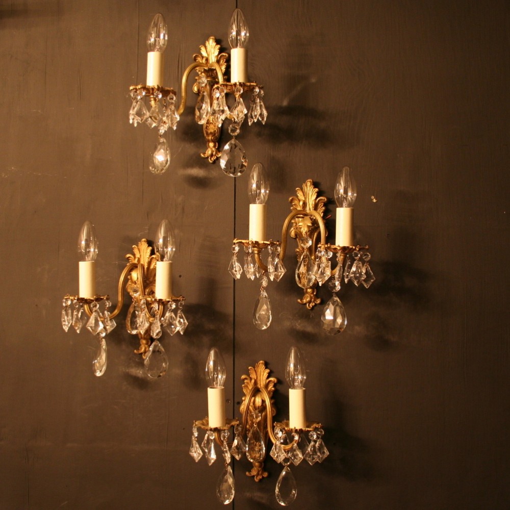 A French Set Of 4 Twin Arm Antique Wall Lights