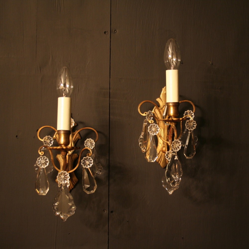 A French Pair Single Light Antique Wall Lights