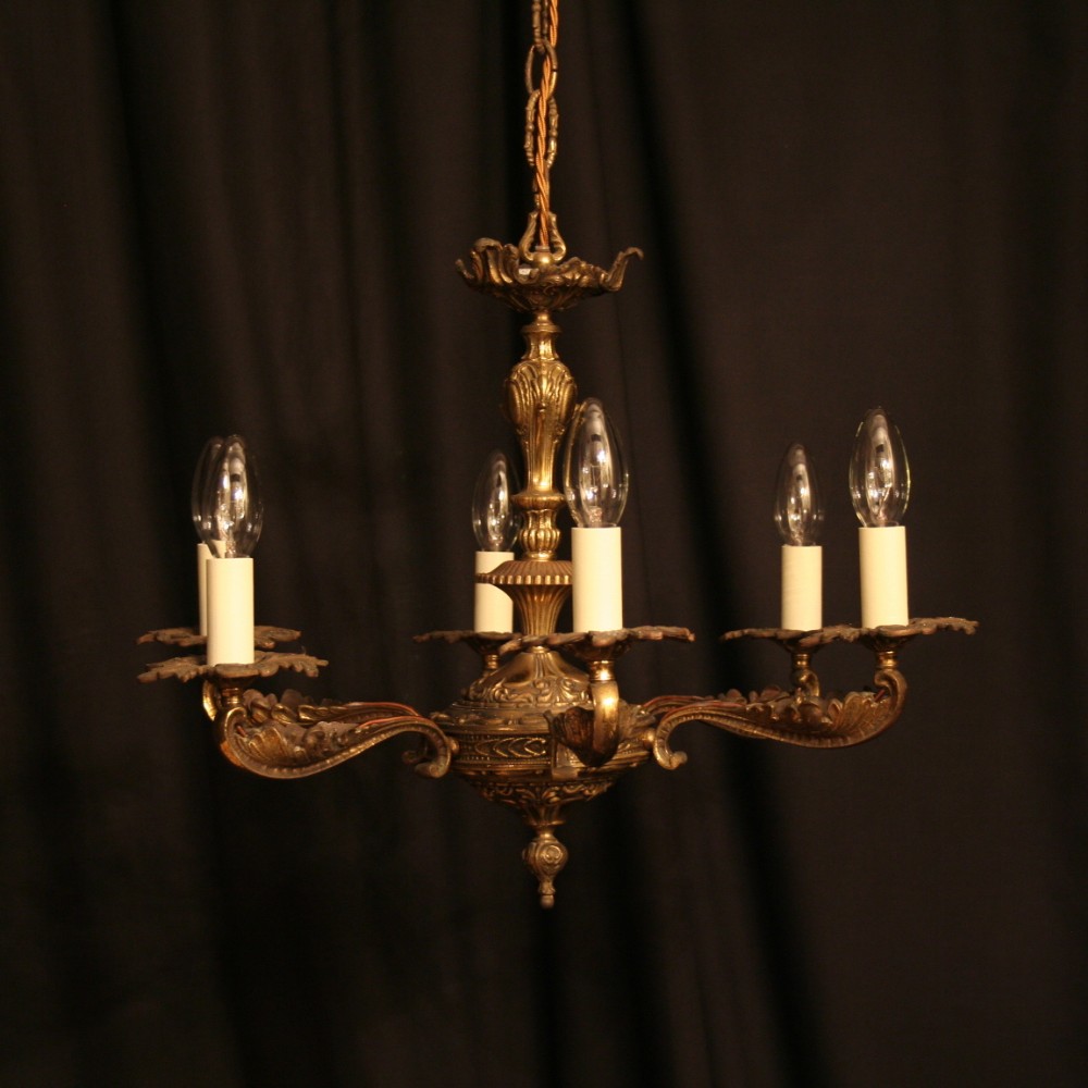 An Italian Gilded 5 Light Antique Chandelier