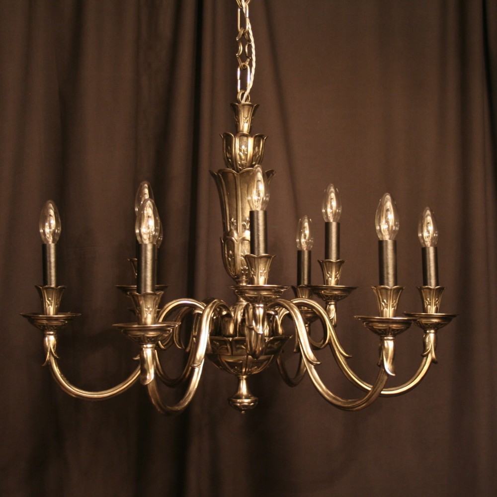 A French Silver 9 Light Antique Chandelier