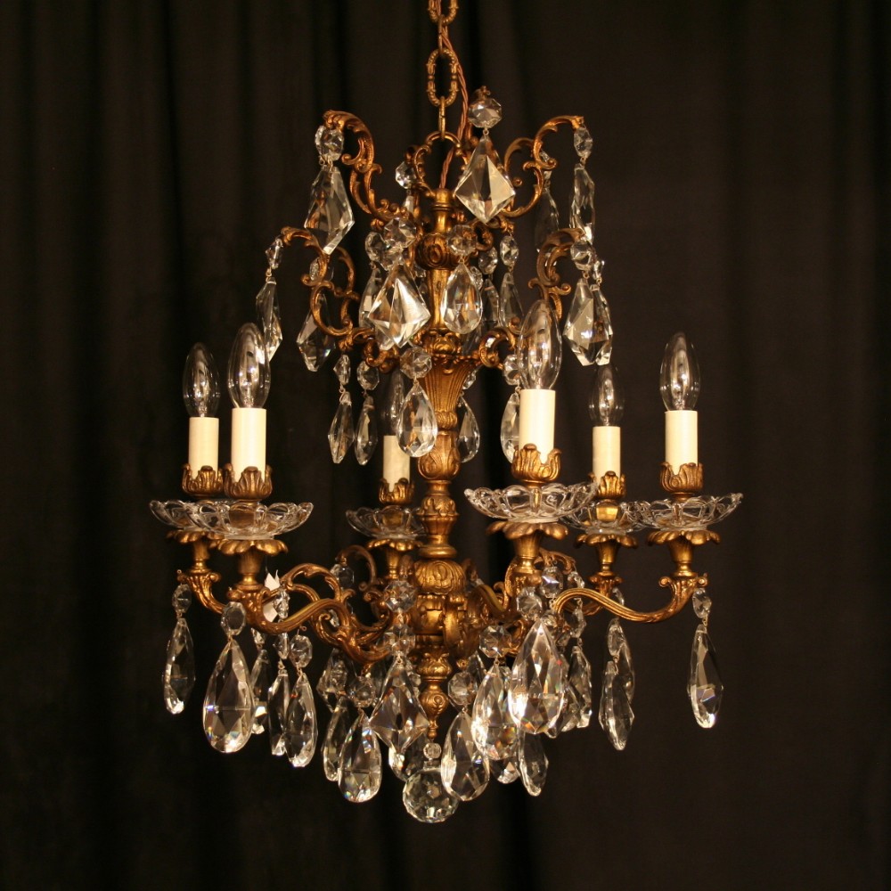 An Italian 6 Light Gilded Antique Chandelier