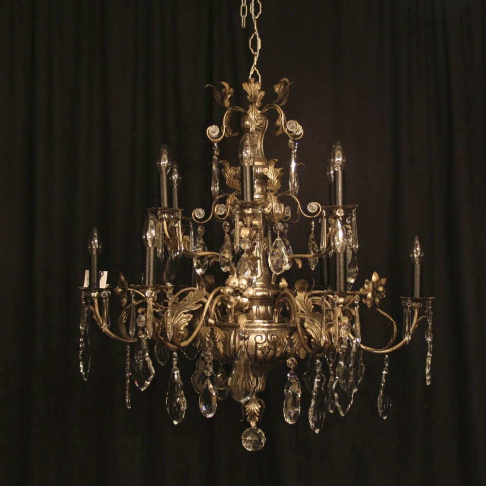 An Italian 12 Light Silver Antique Chandelier