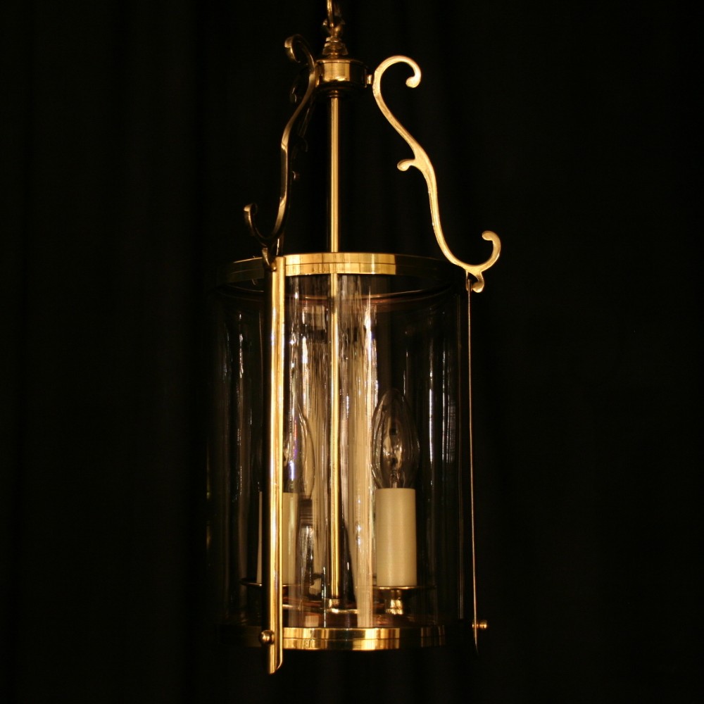 An English Brass Twin Light Antique Hall Lantern