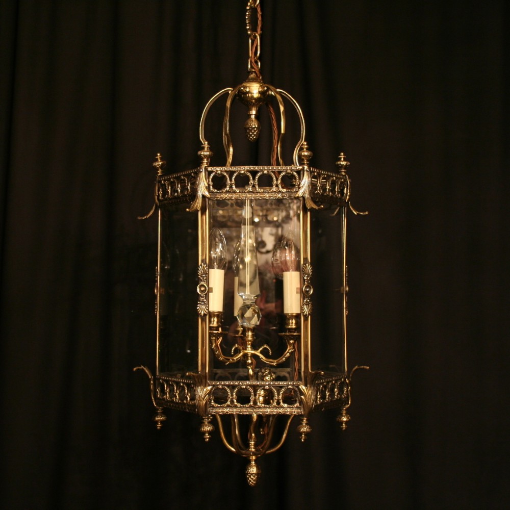 An Italian Triple Light Cherub Antique Hall Lantern