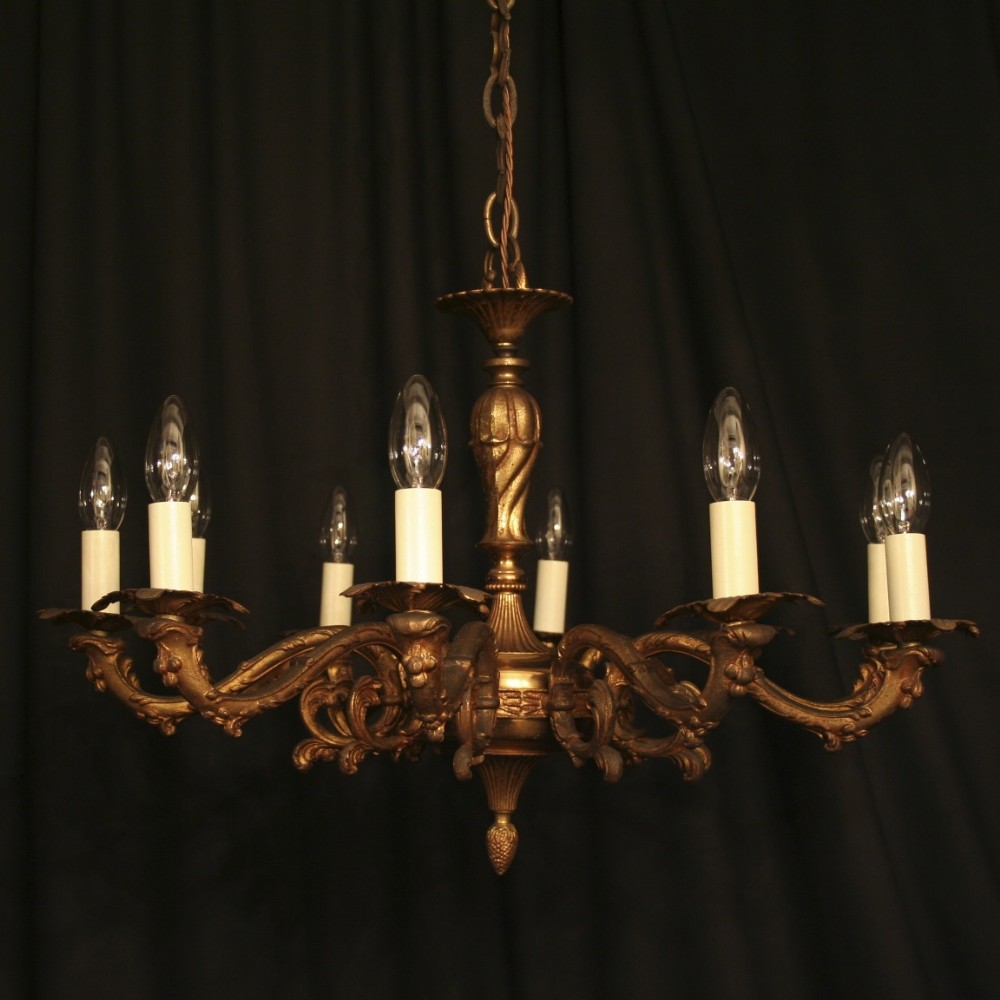 An Italian Gilded 10 Light Antique Chandelier