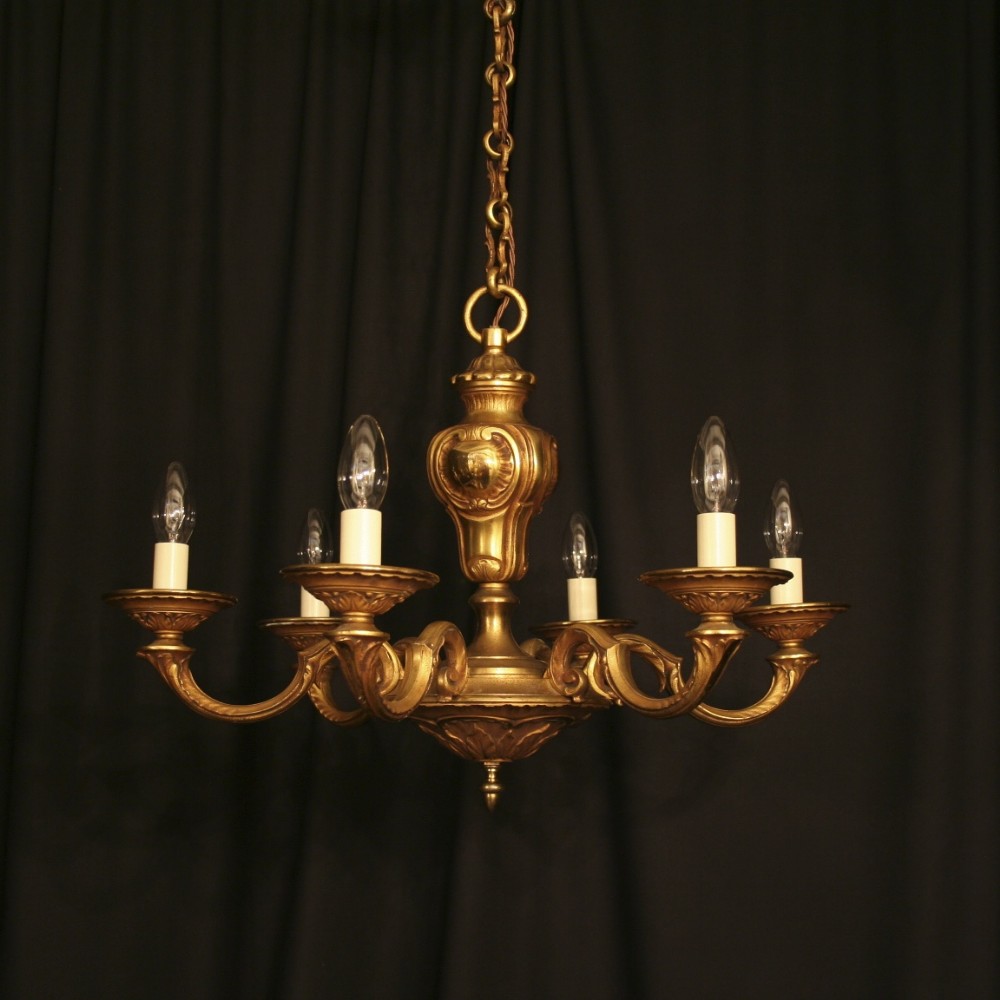 A French Gilded 6 Light Antique Chandelier