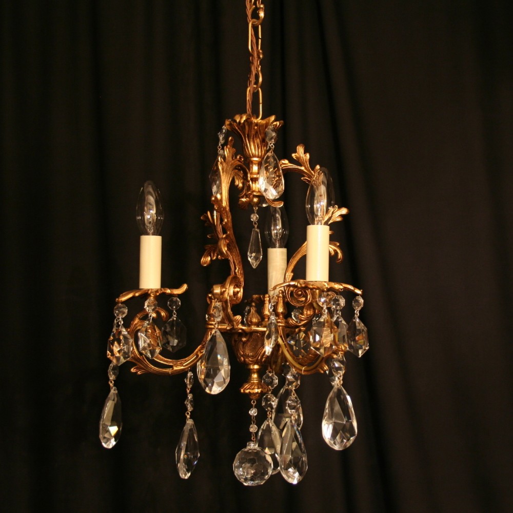 An Italian Triple Light Gilded Antique Chandelier